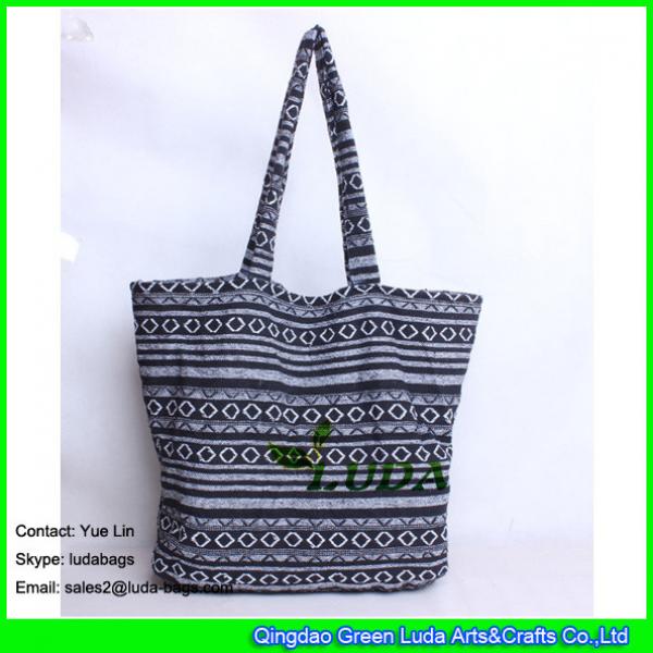 LDFB-003 extra large black&white sadu woven tote bag for girls #1 image