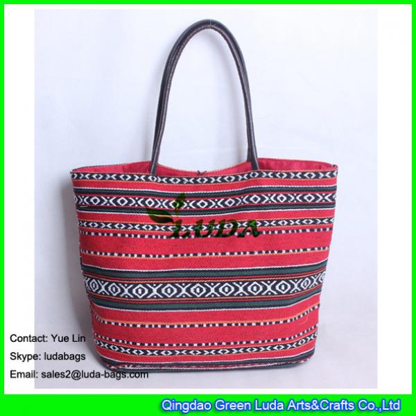LDFB-005 big size tote bag red sadu fabric beach bags for women #3 image