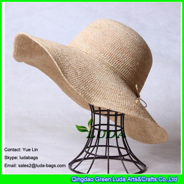 LDMZ-008 wholesale crochet hat raffia beach straw fedora hat #1 image