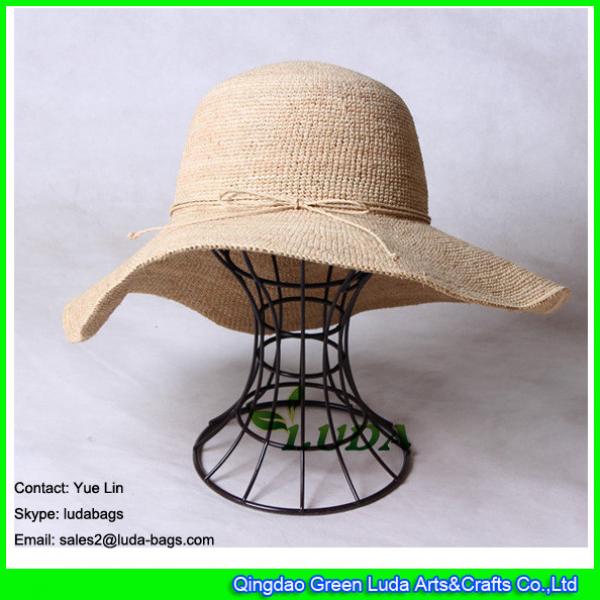 LDMZ-008 wholesale crochet hat raffia beach straw fedora hat #2 image