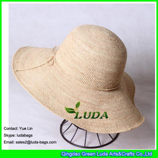 LDMZ-008 wholesale crochet hat raffia beach straw fedora hat #3 image