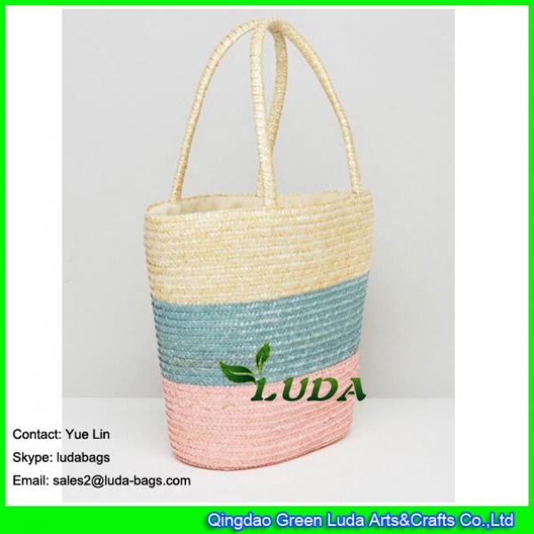 LDMC-023 2017 summer new colorful tote bag striped wheat straw bags for lady #1 image