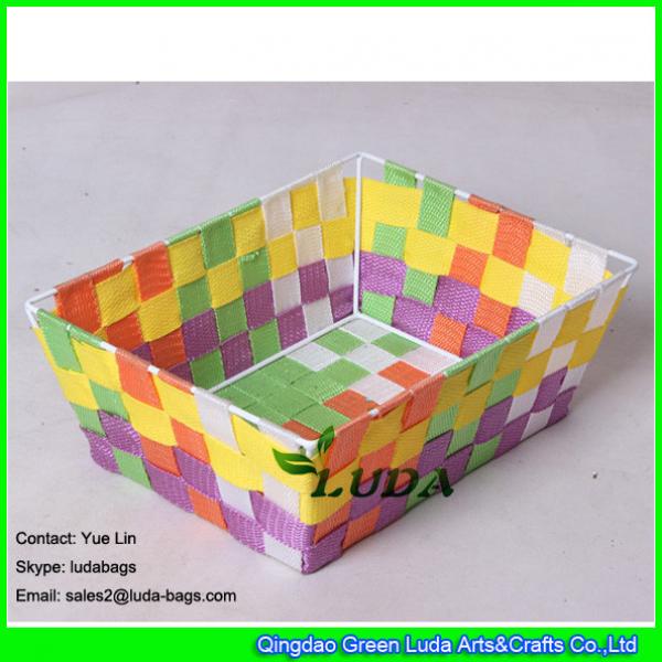 LDKZ-006  mixed color polypropylene woven storage basket for shelves #1 image