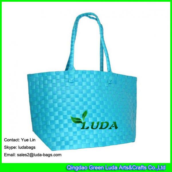 LDSL-071 pp strap woven basket bag cheap wholesale handmade lady's shopper straw tote bag #1 image