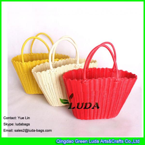 LDSL-077 candy color straw bag pp tube woven basket tote bag #3 image