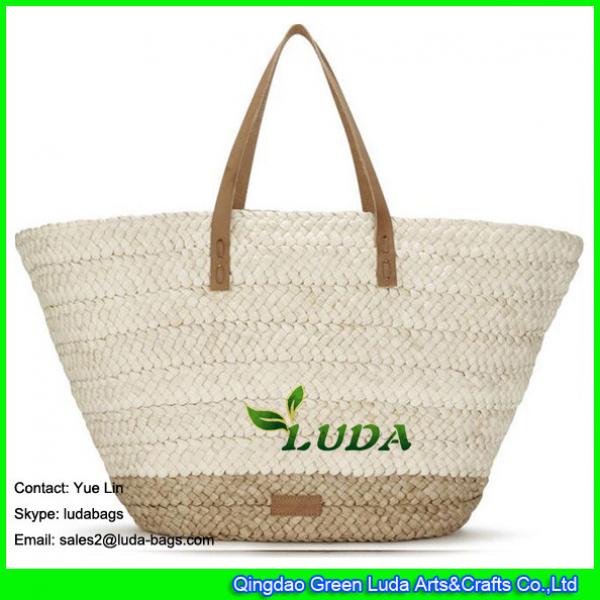 LDYP-044 large size straw beach bag handwoven cornhusk straw bag for summer #1 image