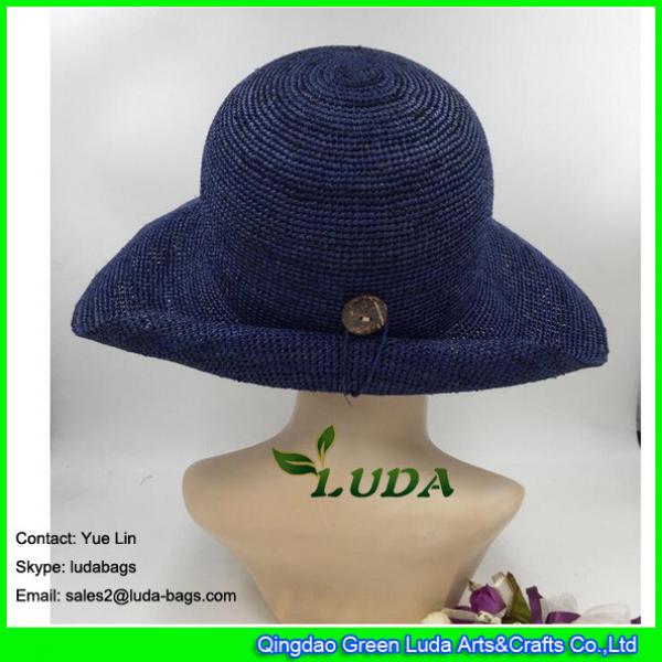 LDMZ-010 big brim visor raffia beach hats hand crochetting  straw women raffia hat #2 image