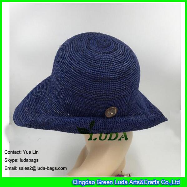 LDMZ-010 big brim visor raffia beach hats hand crochetting  straw women raffia hat #3 image