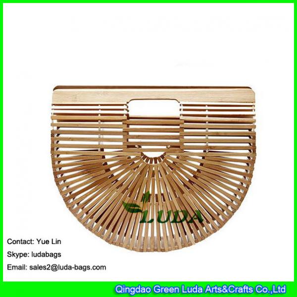 LDBB-006 2017 new handmade hollow straw handbag natural bamboo straw clutch #1 image