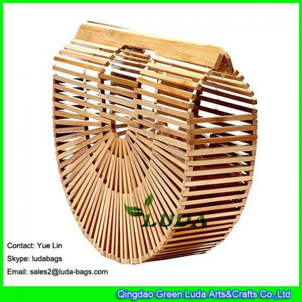 LDBB-006 2017 new handmade hollow straw handbag natural bamboo straw clutch #2 image