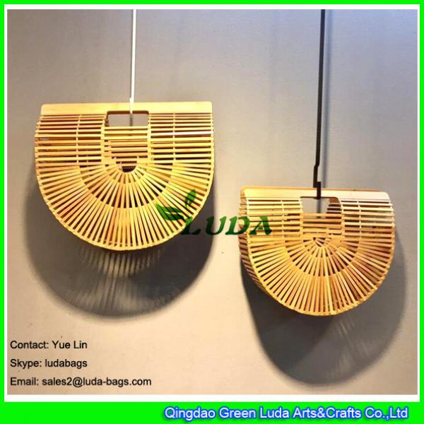 LDBB-006 2017 new handmade hollow straw handbag natural bamboo straw clutch #3 image