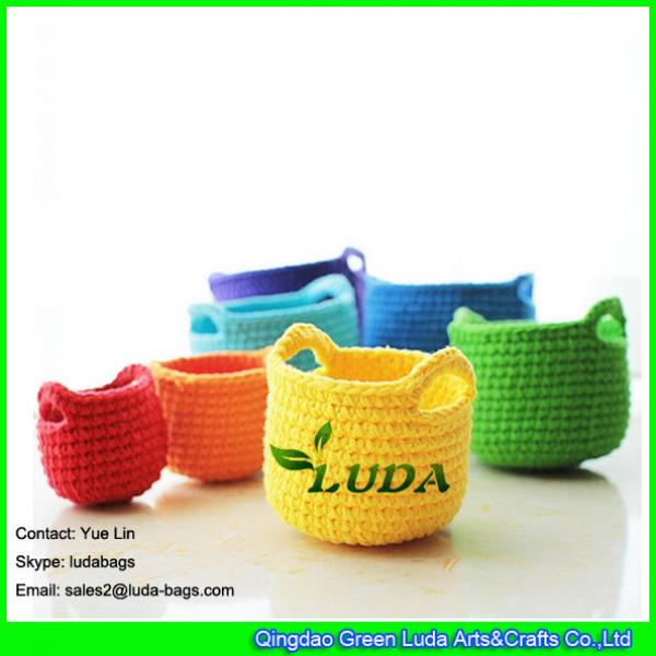LDMX-002 candy color small handbag 2017 new hand crochet cotton rope macrame tote bag #2 image