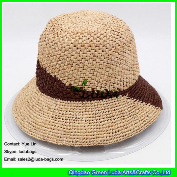 LDMZ-003 2017 new design summer beach raffia floppy straw hat #2 image