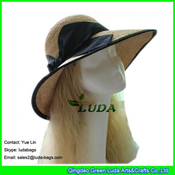 LDMZ-019 black bowknot sun hat large brim raffia beach straw hats #2 image