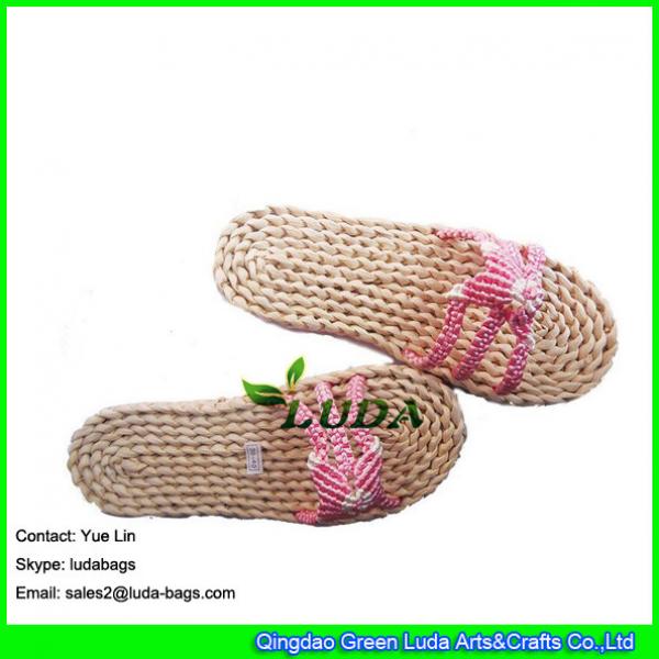 LDSS-004  women casual beach straw slippers #3 image