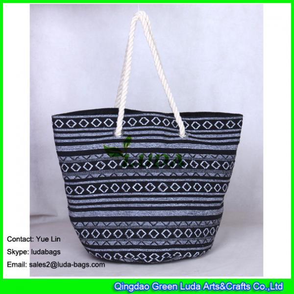 LDFB-011 black and white mixed woven sadu beach tote bags #1 image