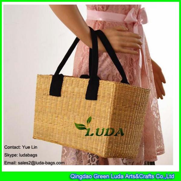 LDHC-007 2017 new design straw basket bag natural shoulder beach straw bags #2 image