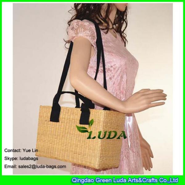 LDHC-007 2017 new design straw basket bag natural shoulder beach straw bags #3 image