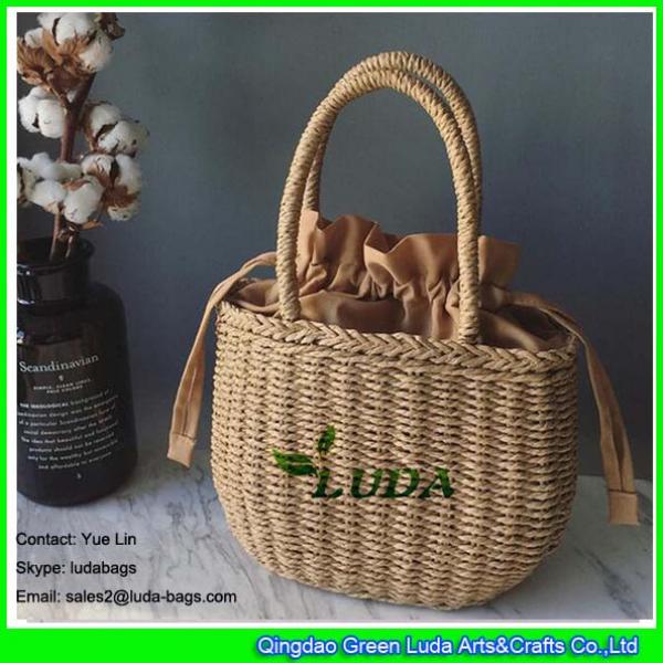 LDZS-109 light brown paper string woven tote basket small straw bags for yong girls #1 image