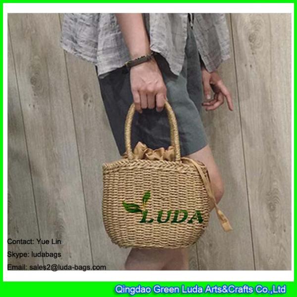 LDZS-109 light brown paper string woven tote basket small straw bags for yong girls #2 image