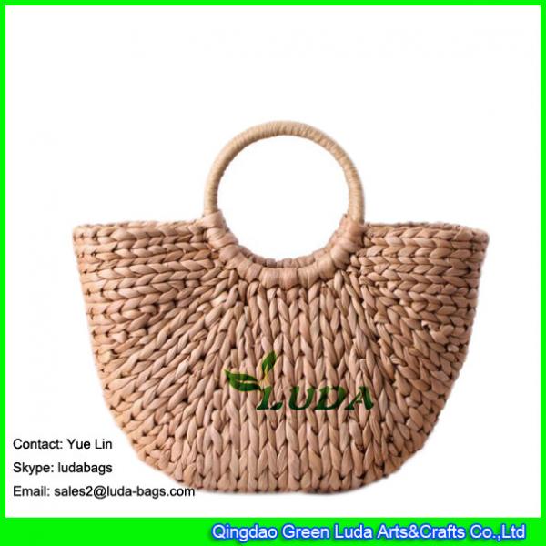 LDYP-027 plain hobo  tote bags handwoven high quality corn husk beach straw bags in summer #1 image