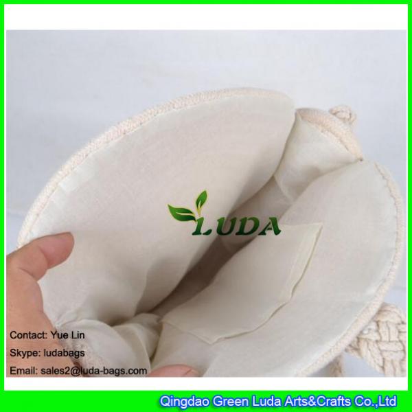 LDMX-030 Round sling handbag white cotton rope braided macrame shoulder bag for summer 2018 #2 image