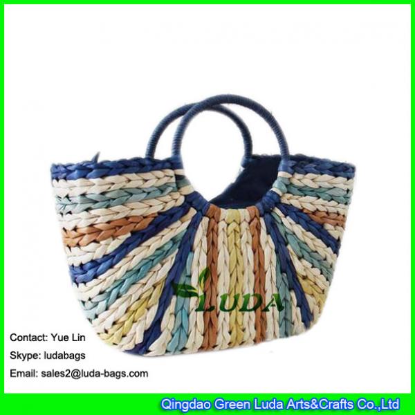 LDYP-055 colorful beach bags lady hobo cornhusk straw bag #1 image