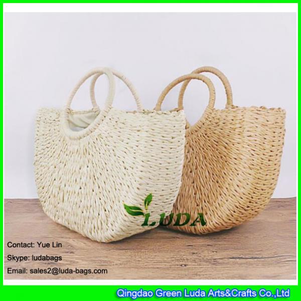 LDZS-099 2018 new hand plaited tote bag natural paper straw bags #1 image