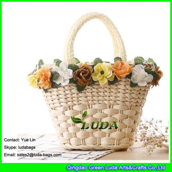 LDYP-002 classical small straw bag colorful floral handbag for kids #1 image