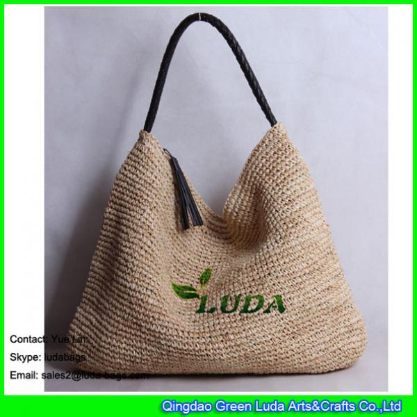 LDLF-016 classical women hobo bag handmade natural raffia straw tote bag #1 image