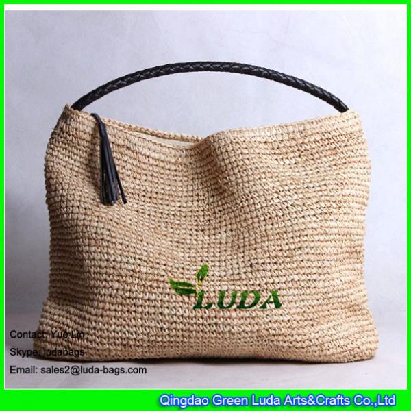 LDLF-016 classical women hobo bag handmade natural raffia straw tote bag #2 image
