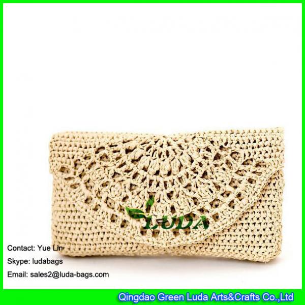 LDLF-045  2018 new designer raffia clutch pattern crocheted raffia straw handbags #1 image