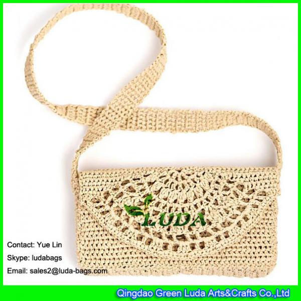 LDLF-045  2018 new designer raffia clutch pattern crocheted raffia straw handbags #2 image