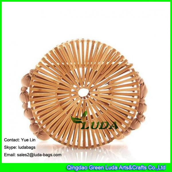 LDTT-061 2018 new designer handbag fashionable round street style bamboo straw bag #1 image