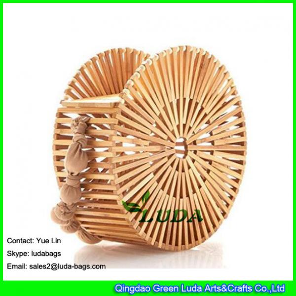 LDTT-061 2018 new designer handbag fashionable round street style bamboo straw bag #2 image