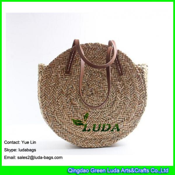 LDSC-147 women's classical straw summer sea shoulder bag round beach straw bags and totes #1 image