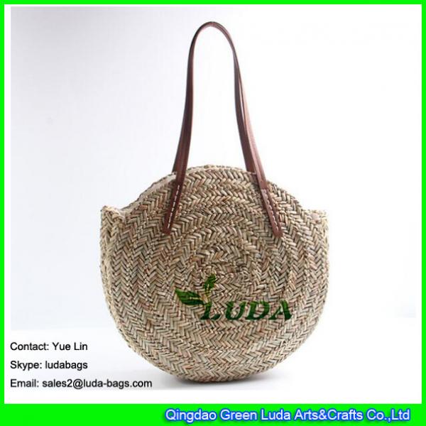 LDSC-147 women's classical straw summer sea shoulder bag round beach straw bags and totes #2 image