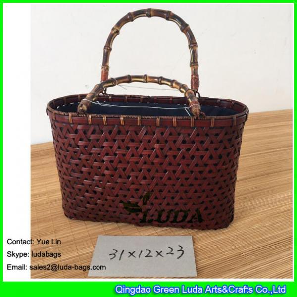 LDBB-002 2017 new design dark brown Bamboo bag hand woven bamboo straw bags #1 image