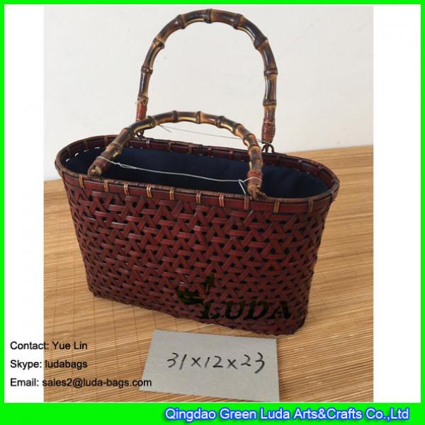 LDBB-002 2017 new design dark brown Bamboo bag hand woven bamboo straw bags #2 image