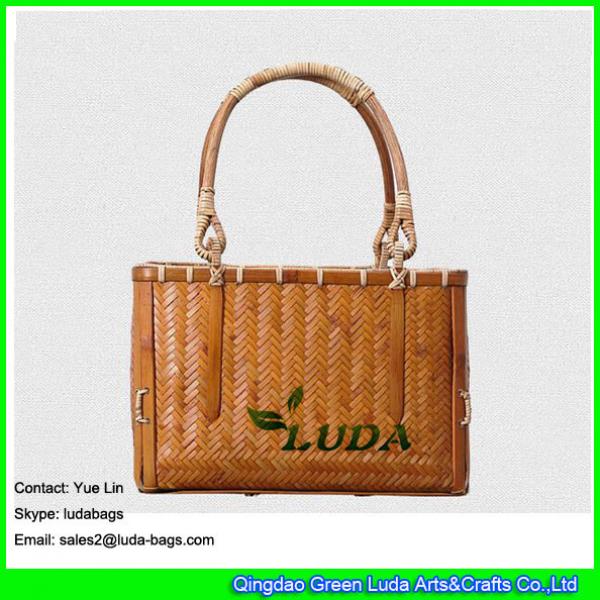 LDBB-003 Knitted natural straw bags classical solid bamboo tote bags #1 image