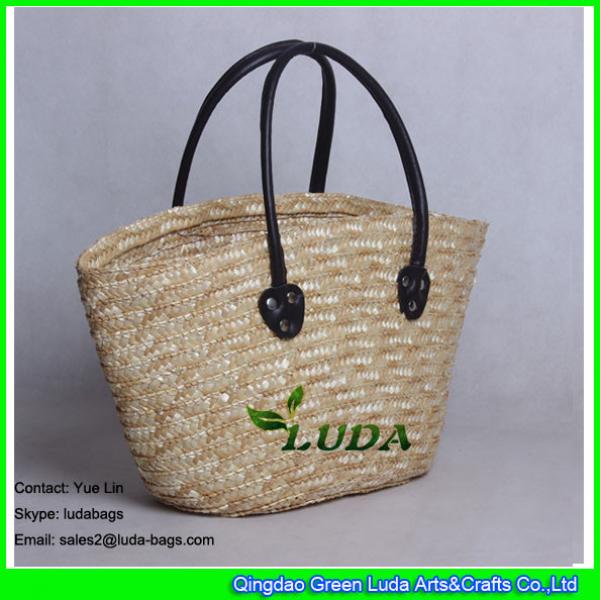 LDMC-007 natural wheat straw basket bag hand plaited straw beach bag #1 image