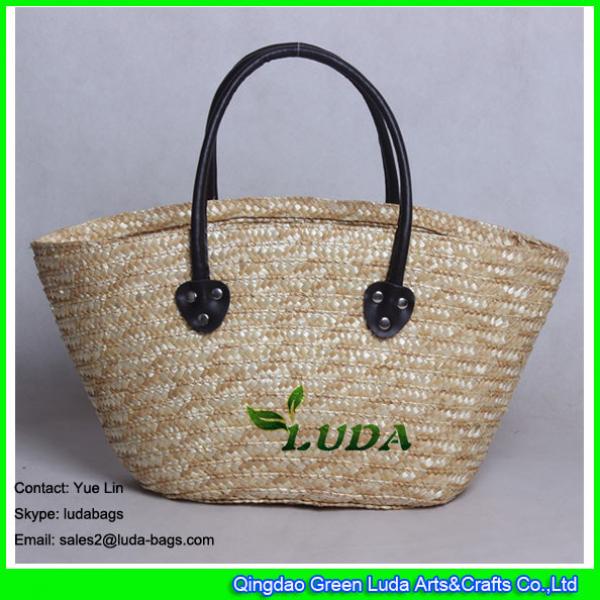 LDMC-007 golden sequins star triming natural woven straw totes #3 image