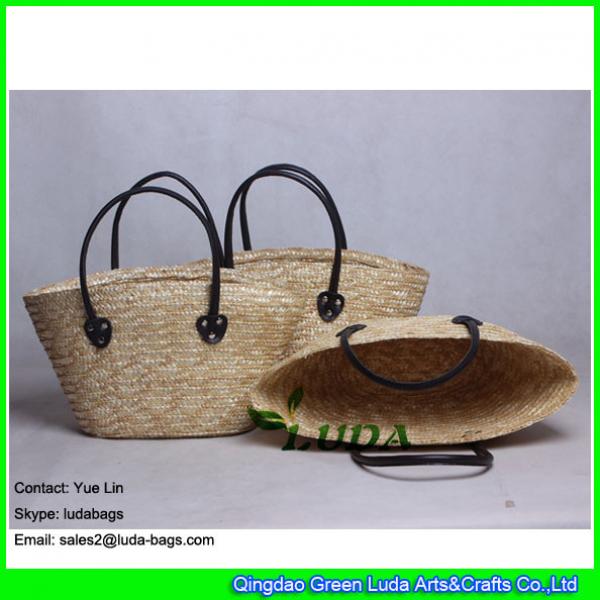 LDMC-007 natural wheat straw basket bag hand plaited straw beach bag #3 image