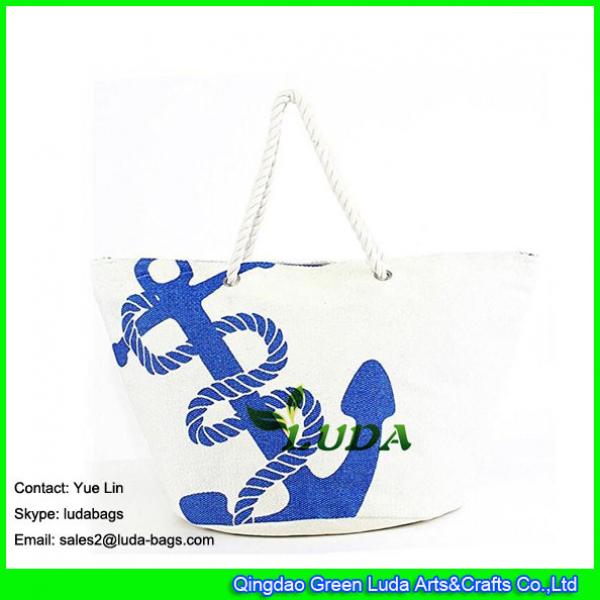 LDZB-020  extra large tote bag anchor printed paper straw beach bag #1 image
