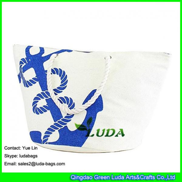 LDZB-020  extra large tote bag anchor printed paper straw beach bag #2 image