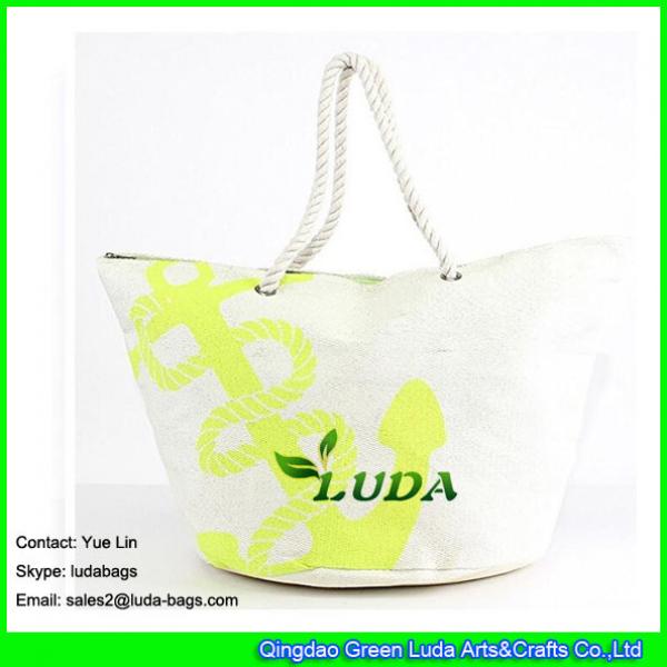 LDZB-020  extra large tote bag anchor printed paper straw beach bag #4 image
