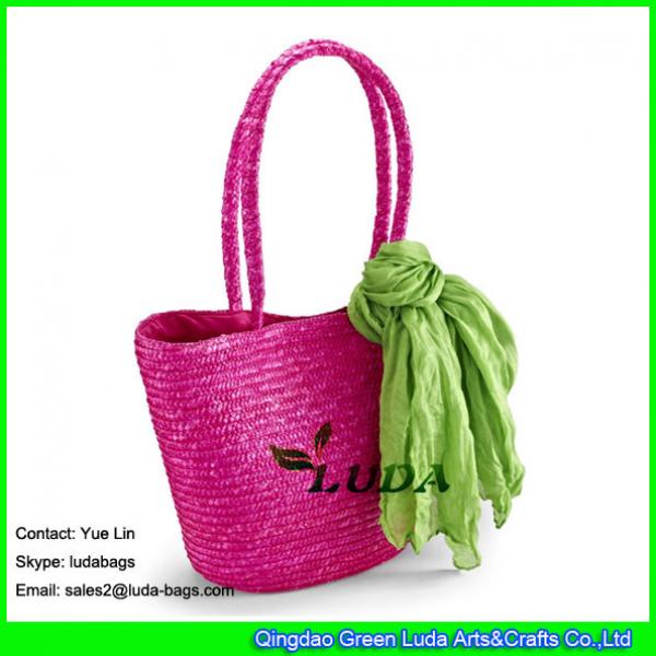 LDMC-001 hand-woven tote bag wheat staw women beach bags #2 image
