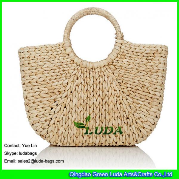 LDYP-027 natural beach bags hand plaited women cornhusk straw tote bag #1 image