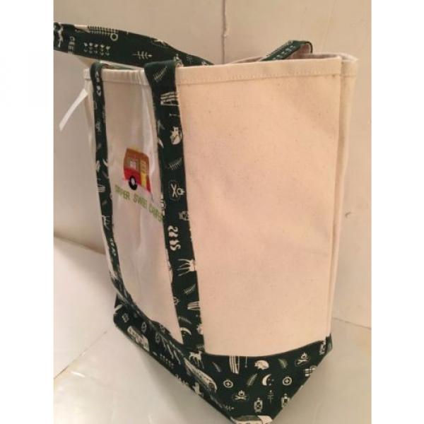 LARGE CAMPING CANVAS beach cotton WOODS tote bag EMBROIDERED GREEN RV CAMPER NEW #2 image