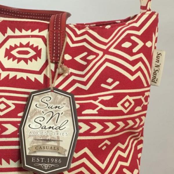 New SUN N SAND LARGE Beach summer TOTE CRUISE purse  BAG Aztec Red #2 image
